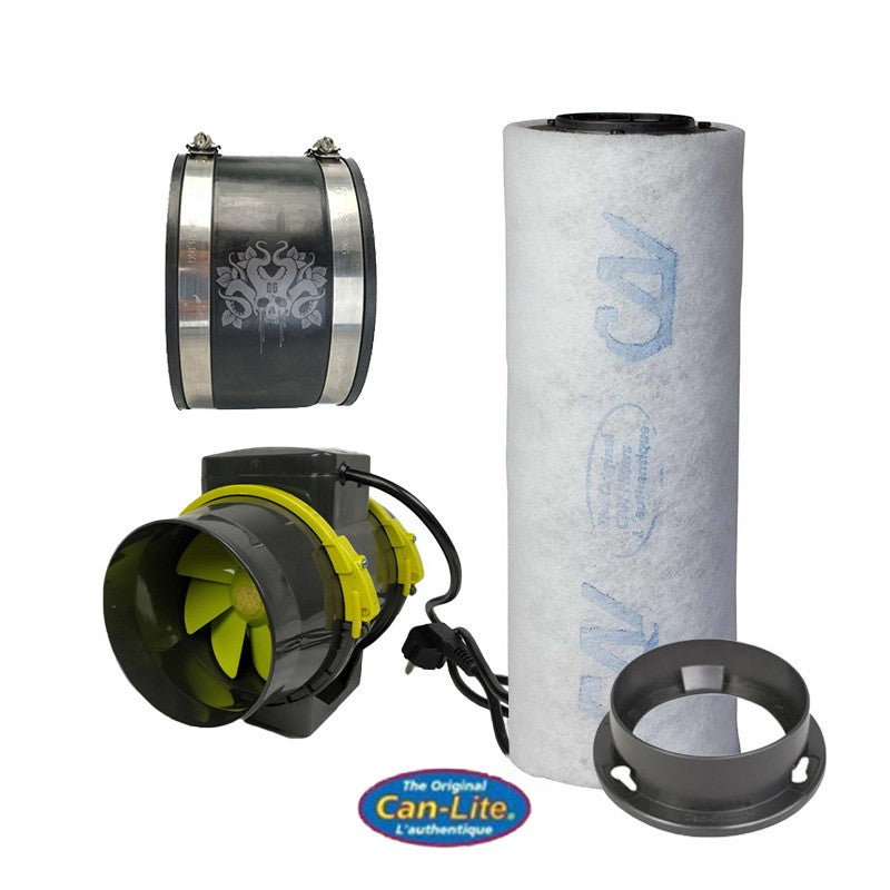 PACK EXTRACTEUR TT 125mm 280M3/H + FILTRE A CHARBON + JONCTION