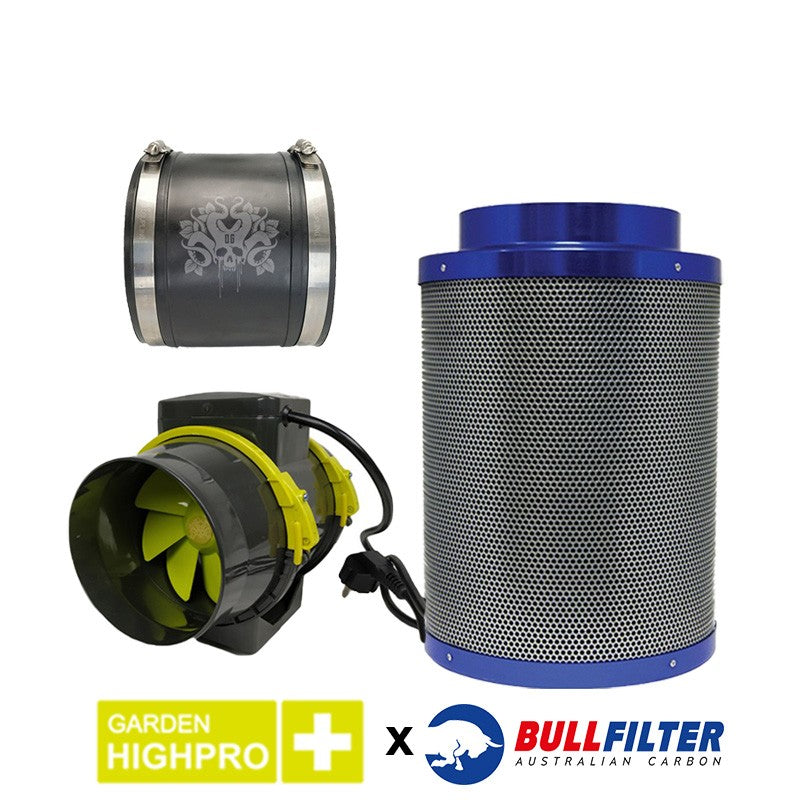 PACK EXTRACTEUR TT 125mm 280M3/H + FILTRE A CHARBON BULL + JONCTION