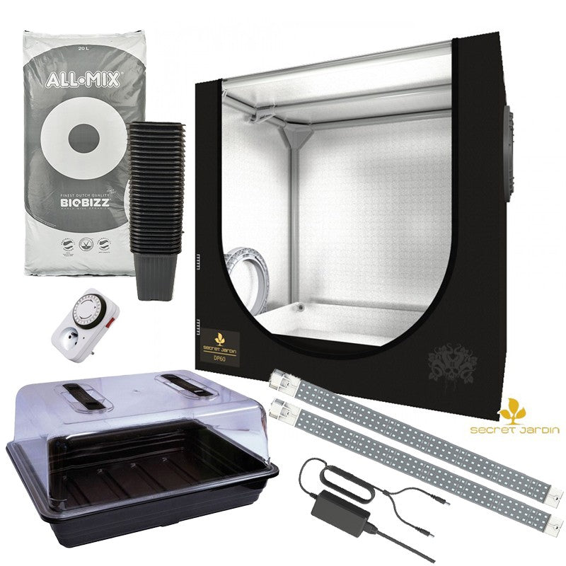 PACK SERRE + 30 POTS + TERREAU + ECLAIRAGE