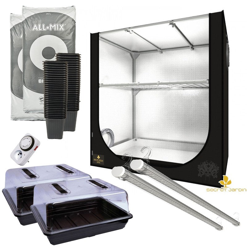 PACK 2 SERRES + 60 POTS + CHAMBRE DE CULTURE ET ECLAIRAGE