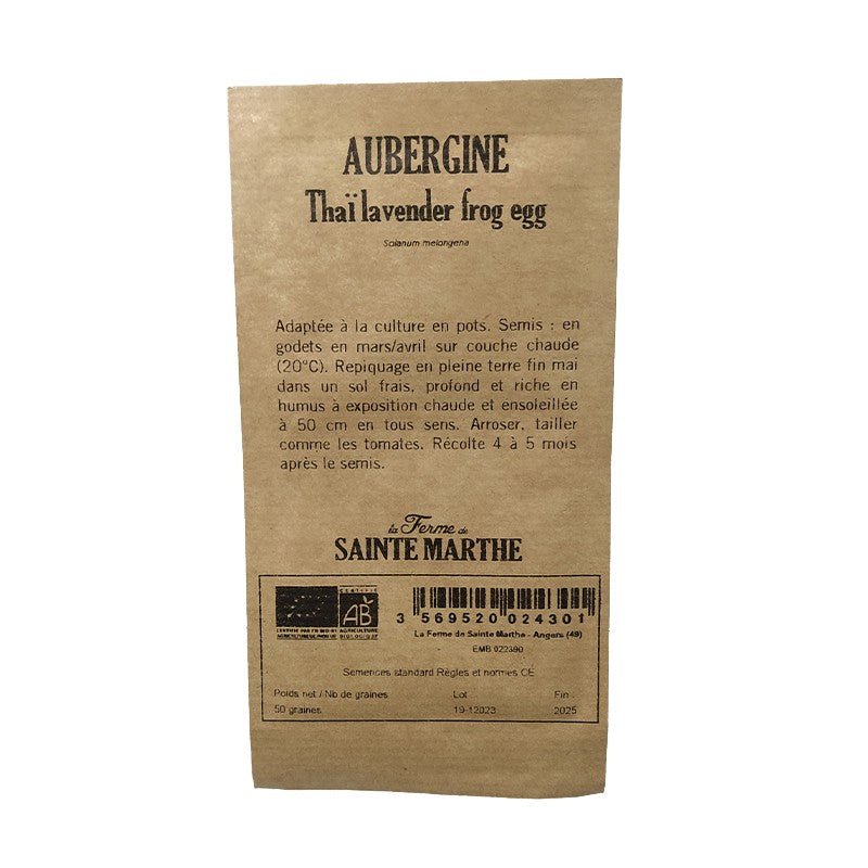 GRAINES BIO - AUBERGINE THAI LAVENDER FROG EGG