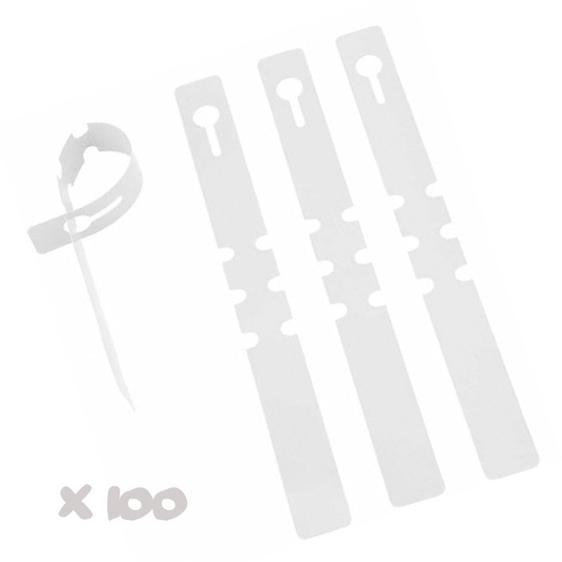 LOT DE 100 ETIQUETTES À BOUCLE PVC BLANC POUR PLANTES