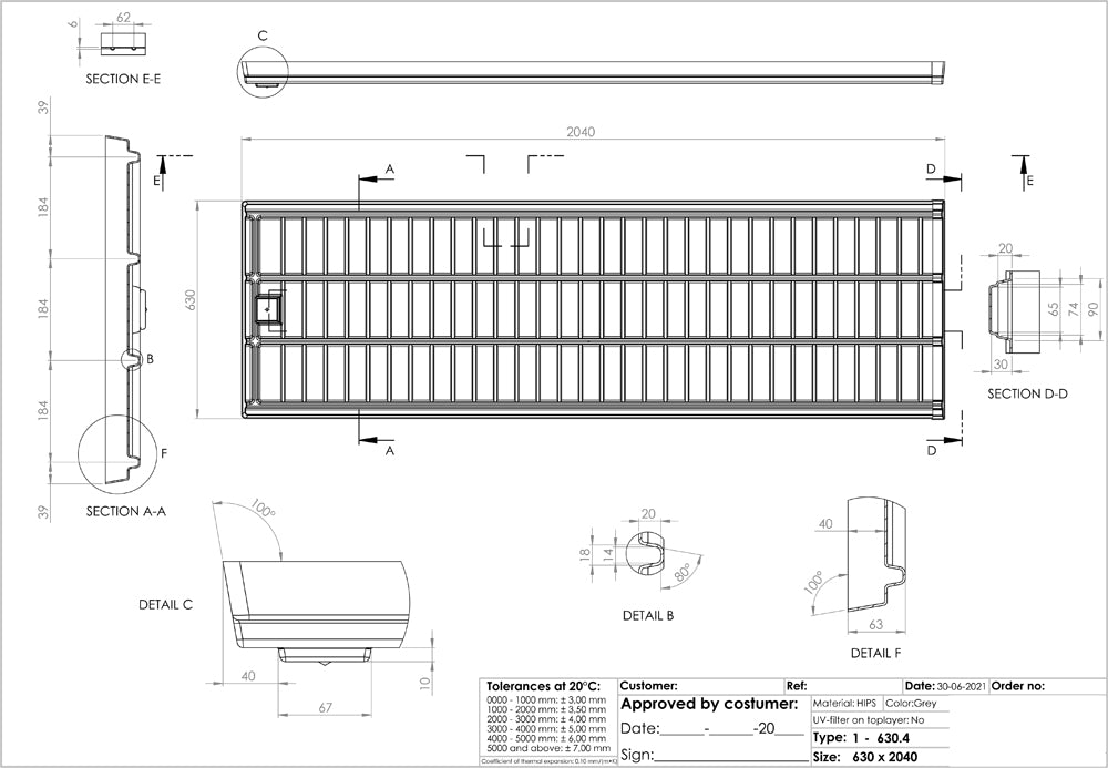 Plateau de culture 2mx0,63 pour tables de cultures et etageres