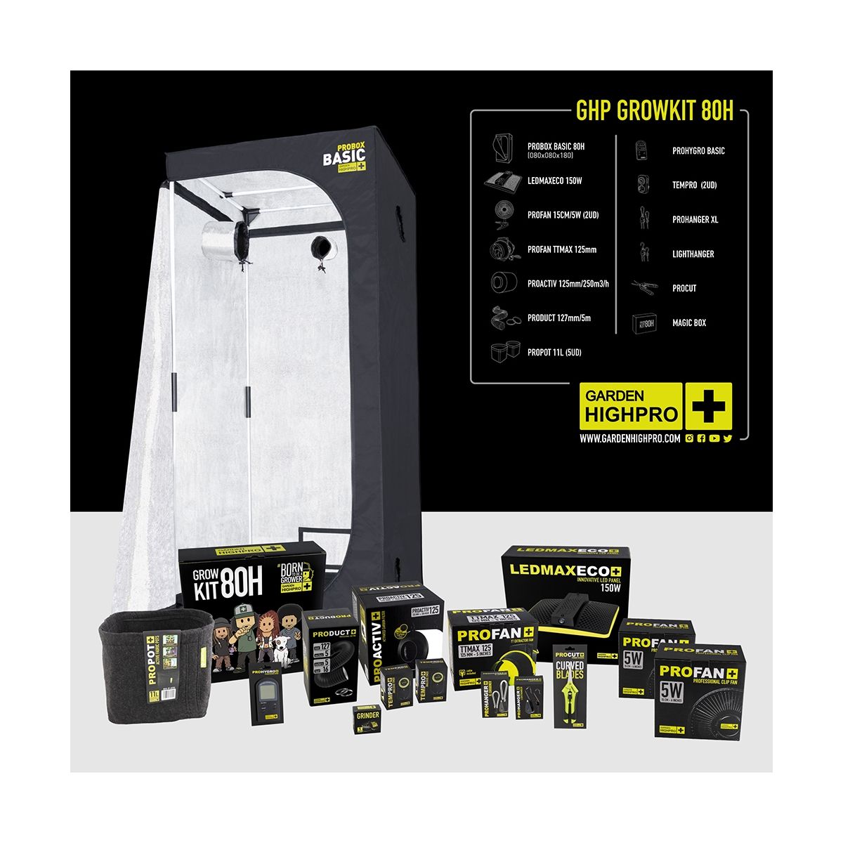 KIT DE CULTURE COMPLET - 80x80 - 150W - GARDEN HIGH PRO