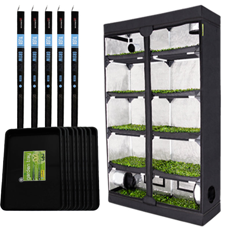 Pack de culture multi etages 120x40 + plateaux & eclairage leds 5x42w