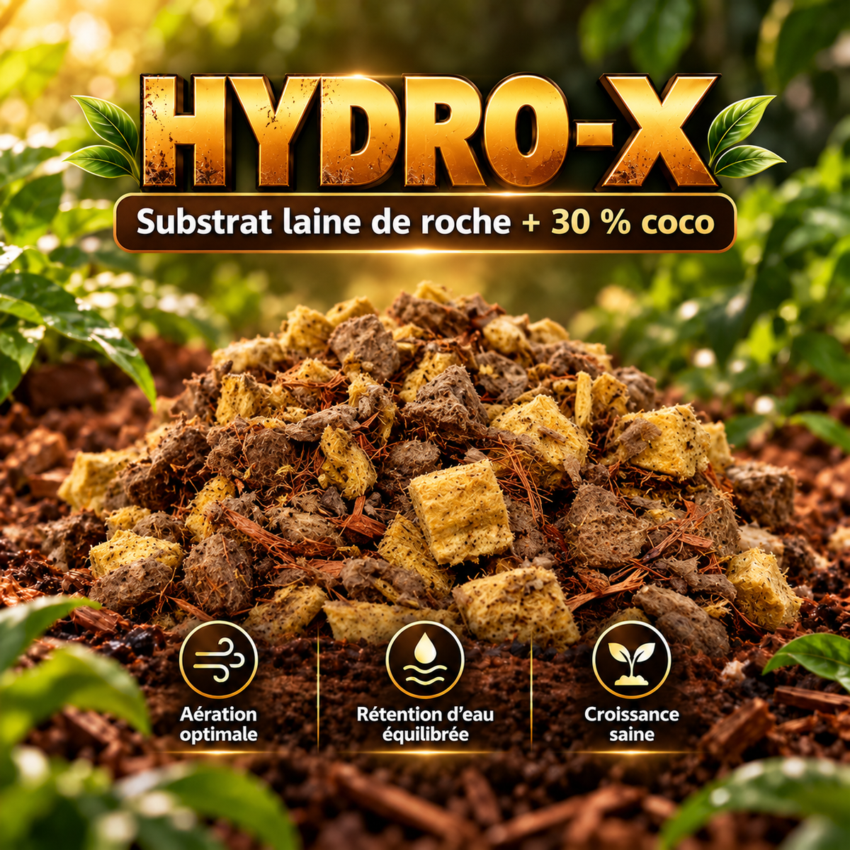 HYDRO-X SUBSTRAT LAINE DE ROCHE/EARTHWOOL/COCO SAC DE 80L