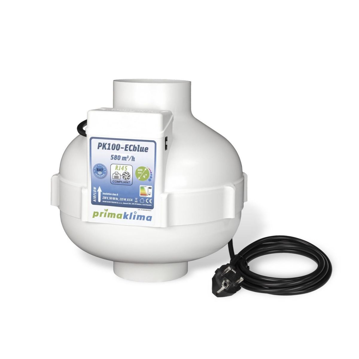 Extracteur 580m3/h Prima klima EC Blue - diamètre 100mm