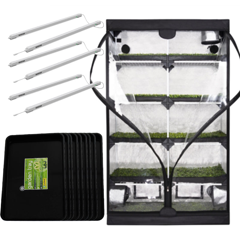 Pack Chambre de culture multi étages 120x40cm + plateaux et eclairage Led 5x20w